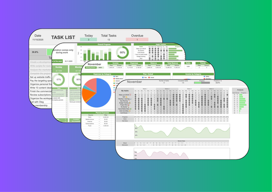 Weekly Planner + Finance Tracker + Habit Tracker + Task Tracker
